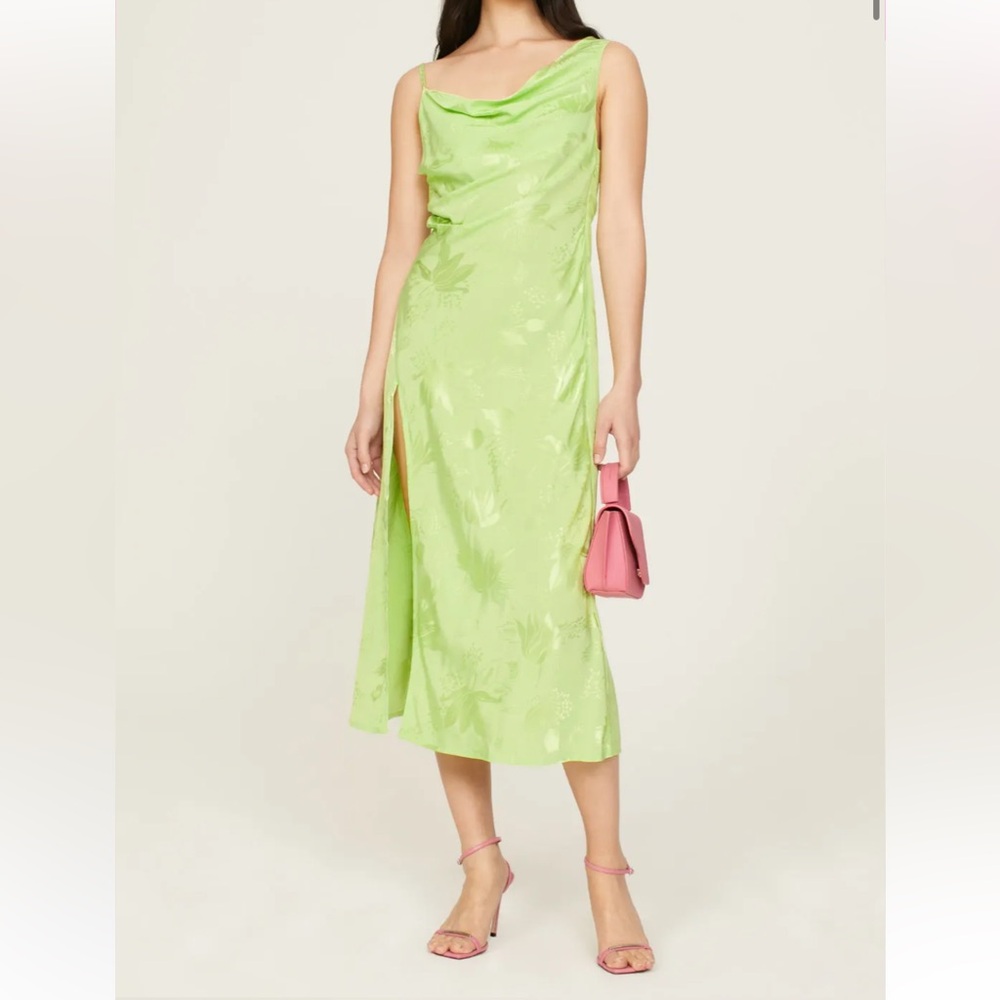 NWT For Love And Lemons Ilana Green Floral Midi Dress Sz M